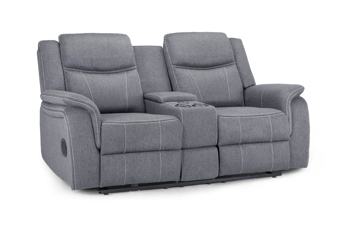 Galaxy Tech Electric Recliner 2 Seater: Black Leather, USB, Cup Holders, Storage