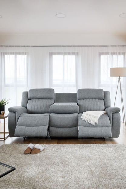Linden Electric Recliner Sofa: Luxurious Grey 3-Seater, Plush Luxe Fabric Comfort