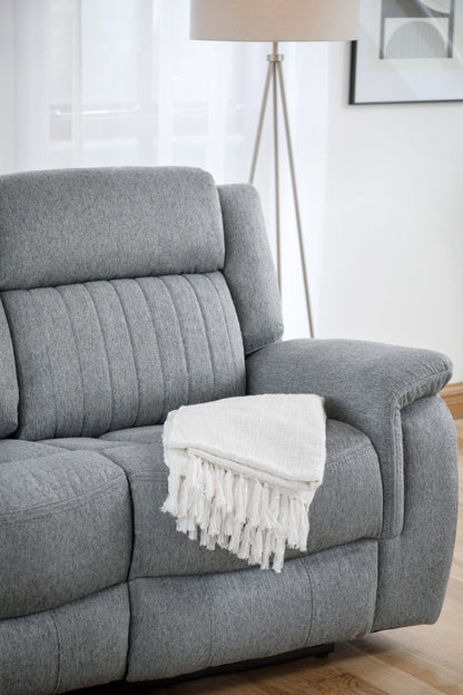 Linden Electric Recliner Sofa: Luxurious Grey 3-Seater, Plush Luxe Fabric Comfort
