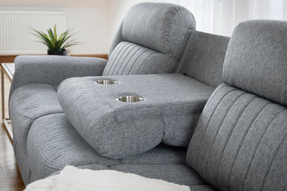 Linden Electric Recliner Sofa: Luxurious Grey 3-Seater, Plush Luxe Fabric Comfort