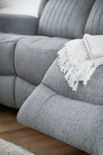 Linden Electric Recliner Sofa: Luxurious Grey 3-Seater, Plush Luxe Fabric Comfort