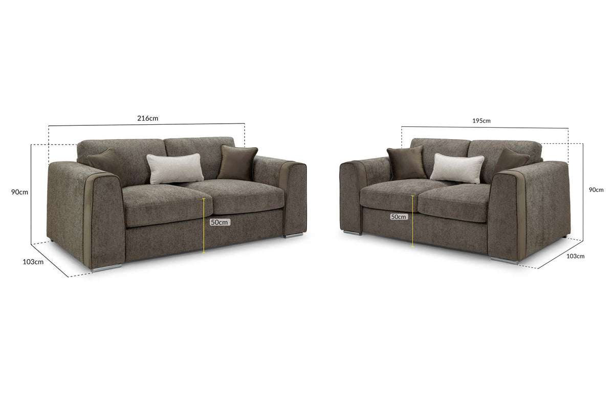 Luxurious Naples 3+2 Sofa Set, Velvet Trimmed, Ultimate Comfort