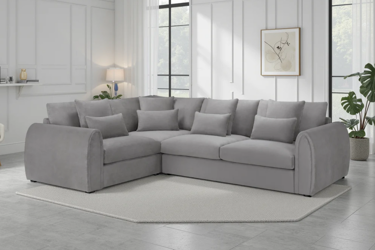Mirabel L-Shaped Plush Velvet Corner Sofa