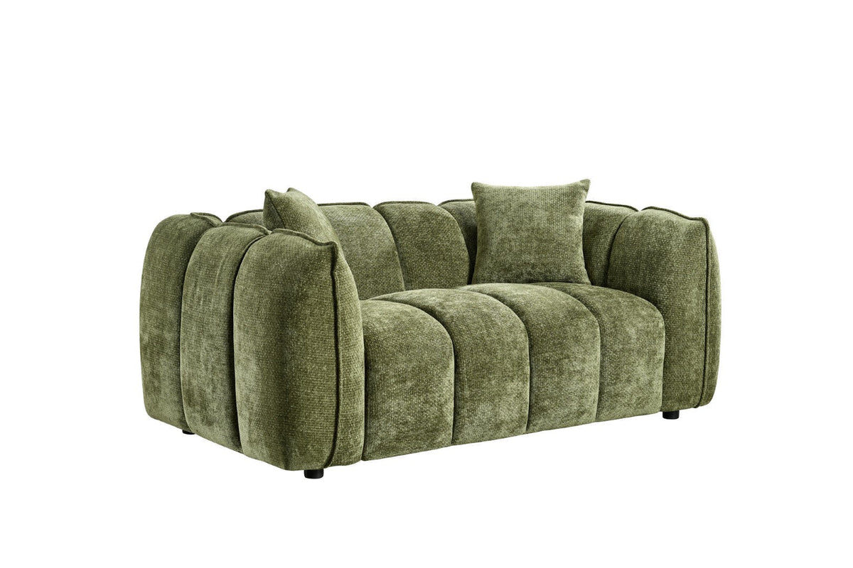 Venice 2-Seater Velvet Sofa: Channel Tufted Design, Deep Seating