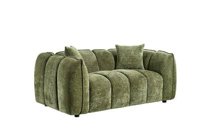Venice 2-Seater Velvet Sofa: Channel Tufted Design, Deep Seating