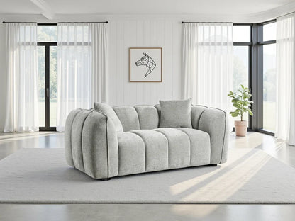 Venice 2-Seater Velvet Sofa: Channel Tufted Design, Deep Seating