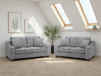 Nebraska Fabric 3+2 Sofa Set: Plush, Removable Cushions, Wooden Feet
